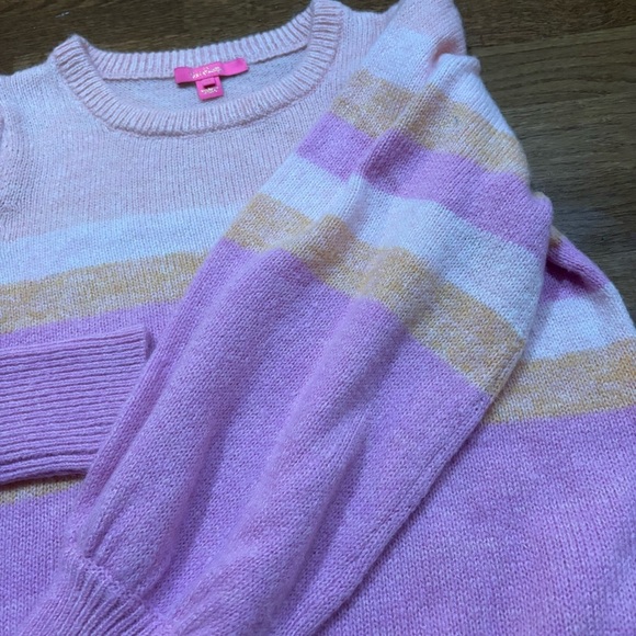 Lilly Pulitzer women’s size ex large ritza pink striped sweater ballon sleeve - Picture 10 of 10